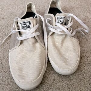 Converse all star mens khaki linen mens size 10 women 11.5. Great condition cons